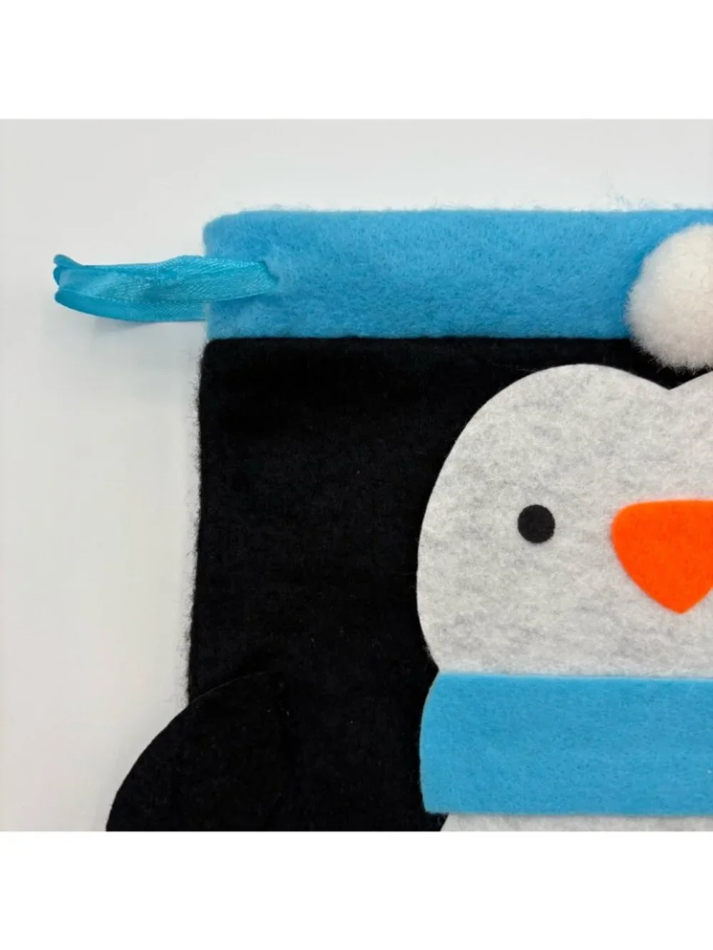Winter Penguin Drawstring Pouch Felt Handmade Craft Christmas Holiday Gift Bag
